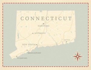 Vintage-Style Connecticut Map