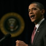 Obama speaks at job summit. Photo by Dennis Brack/UPI.