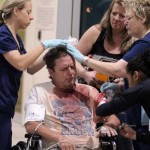 An unidentified man is treated at Hillcrest Baptist Medical Center in Waco. Photo courtesy of the Dallas News.