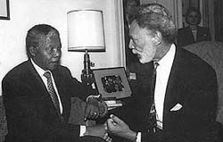 Nelson Mandela and social worker and Congressman Ron Dellums. Photo courtesy of BeyondChron.org.