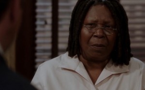 Whoopee Goldberg, who plays casework supervisor Janette Grayson, makes a powerful  witness stand speech on the failure of society to protect children. Screen capture courtesy of Law and Order: Special Victims Unit.