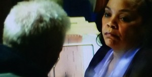 Social worker Ms. Jackson (Tonye Patano) in scene with George (Richard Gere). Screenshot courtesy of Time out of Mind.